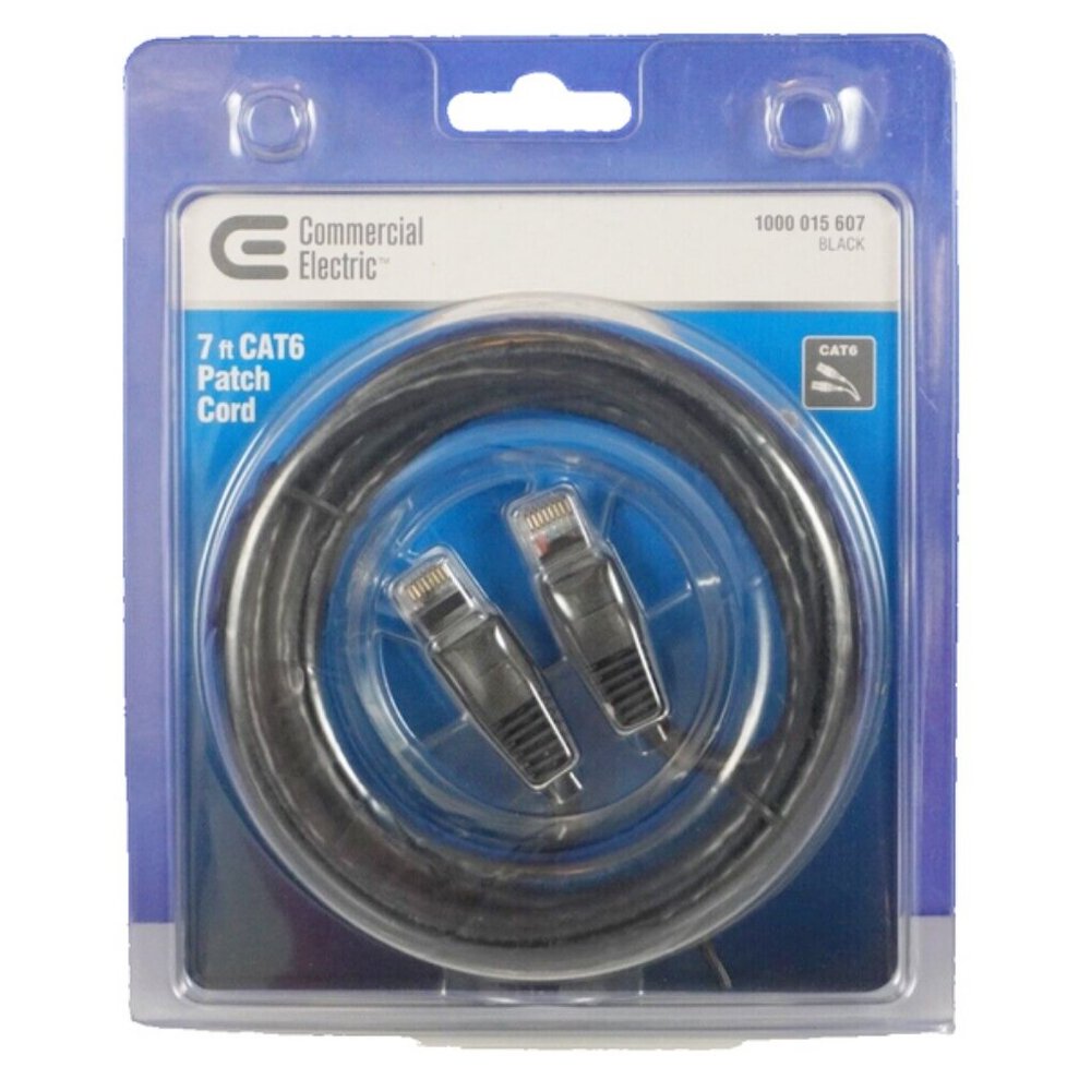 Commercial Electric 7 ft CAT6 Patch Cord Black - 1000 015 607 NEW